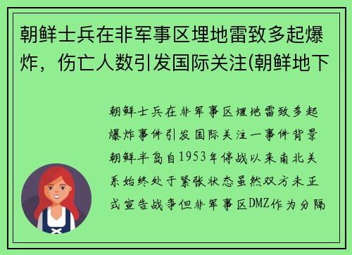 朝鲜士兵在非军事区埋地雷致多起爆炸，伤亡人数引发国际关注(朝鲜地下核试验引发地震)